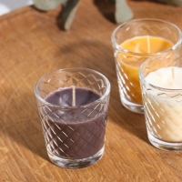 Свеча ароматическая в стакане (набор 3 шт) по 50 мл, 10 ч, 32 гр, ВАНИЛЬ, АРАБИКА, МОЛОКО-МЁД 108903