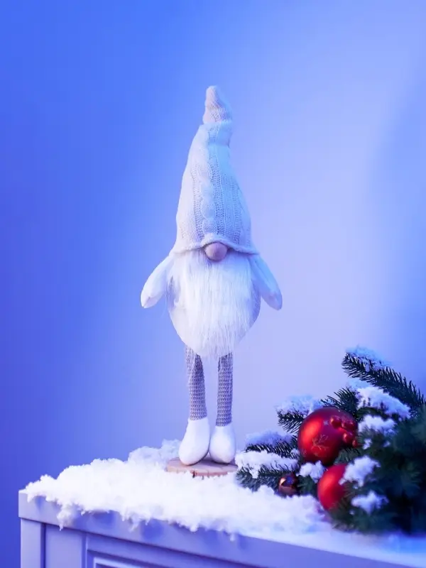 Фигура текстиль &laquo;Гном в белом&raquo; 55 см, 1 LED, от батареек AG13&times;3, свечение тёплое белое