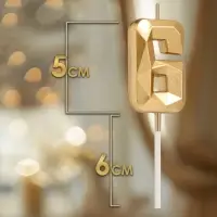 Свеча в торт на шпажке &laquo;Алмаз&raquo;, цифра 6, шампань, 5&times;2.6 см
