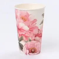 Стакан одноразовый бумажный для кофе &laquo;Пионы&raquo;, 400 мл