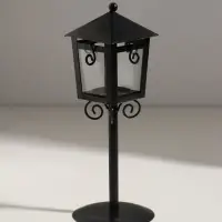 Подсвечник металл 1 свеча "Фонарь" черный 24х9х9 см