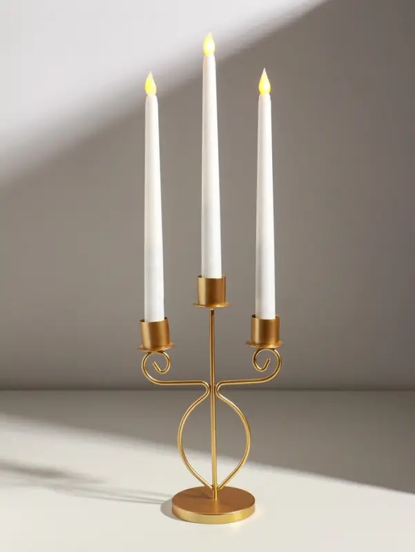 Подсвечник металл на 3 свечи "Канделябр" d=2,5 см золото 14,5х8х24 см