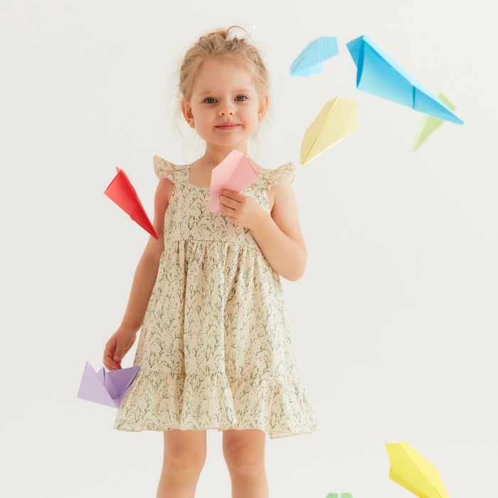 Сарафан для девочки MINAKU &laquo;Ромашки&raquo;, цвет молочный, рост 98 см