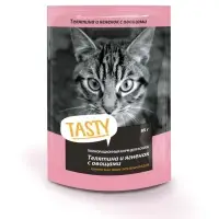 Tasty корм конс. д/кош. с телятиной, ягненком и овощами в желе, пауч, 85 г