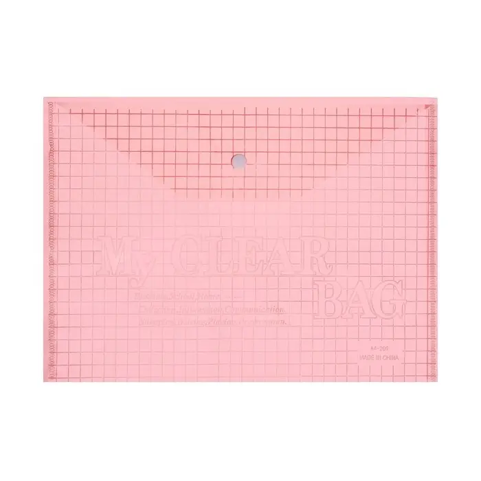 Папка-конверт на кнопке, А4, 80 мкм, "Клетка", тонированная, красная