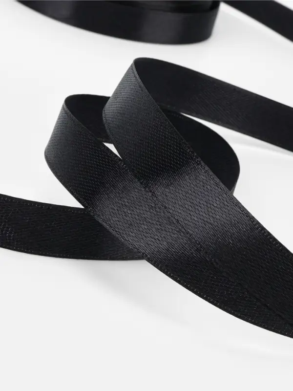 Лента атласная, 12 мм &times; 23 &plusmn; 1 м, цвет чёрный №39
