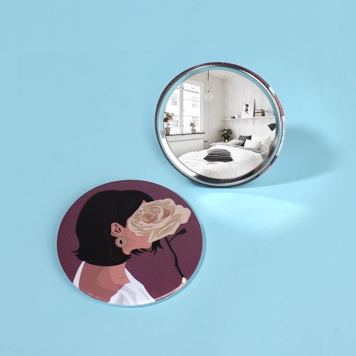 Зеркало карманное &laquo;ДЕВУШКИ&raquo;, d = 7,5 см, PVC - коробка, рисунок МИКС