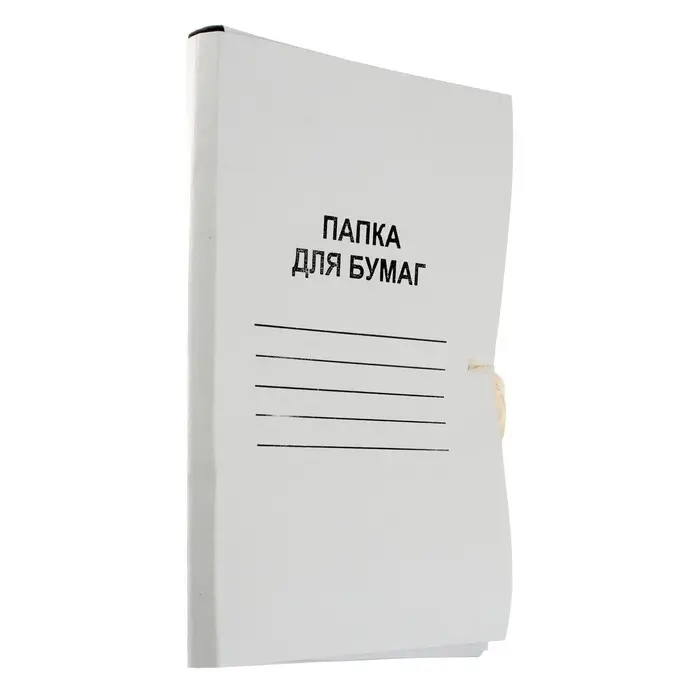 Папка д/бумаг А4, на завязках, Calligrata, 250 г/м2, до 200л, белая, картон немелованный