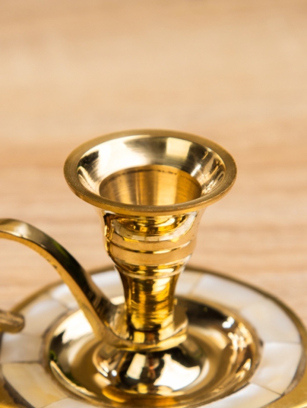 Подсвечник на 1 свечу с блюдцем, латунь 6,5х6,5х4 см