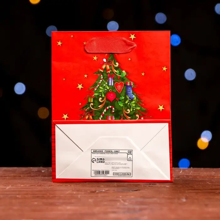 Пакет ламинированный "Новогодняя елка" 11,5 х 14,5 х 6 см