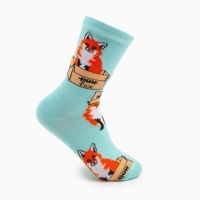 Носки женские &laquo;Лиса в коробке&raquo;, цвет мятный, размер 23-25