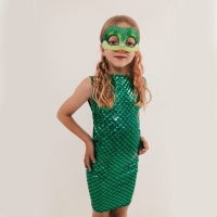Новый год! Карнавальный костюм &laquo;Сверкающая змейка&raquo;, платье, перчатки, маска, рост 110-116 см