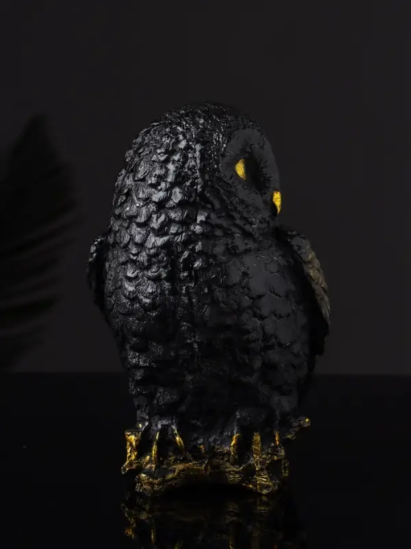 Статуэтка "Сова на пеньке" 14х9х10 см, цвет черный