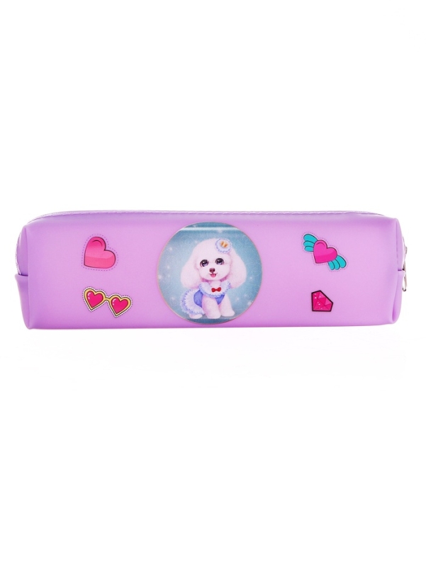 Пенал школьный на молнии Собачки Фиолетовый