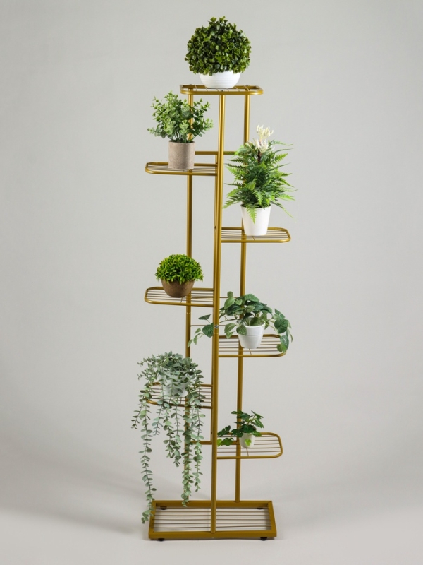 Подставка для цветов Greengo, 8 полок, 43 &times; 22 &times; 141 см, напольная, металл, цвет золотой