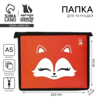 Папка для тетрадей А5 на молнии сверху пластик ПМ-А5-29 &laquo;Лиса&raquo;