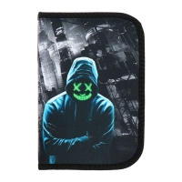 Пенал 1 секция 140 х 210 х 40 мм, откидной карман и косметичка, тканевый, Calligrata TOP Content "Маска"