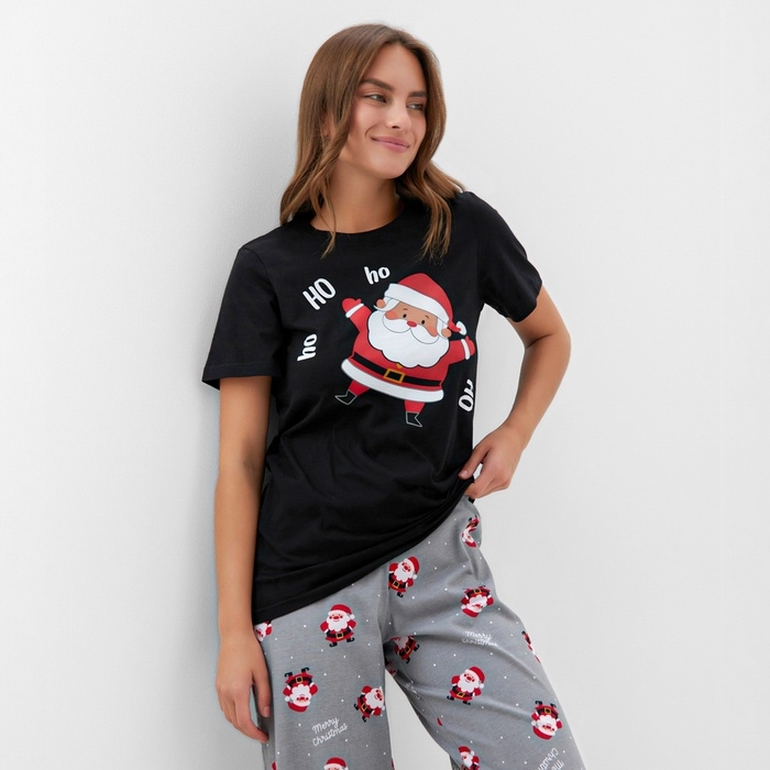 Пижама новогодняя женская (футболка и брюки) KAFTAN Пижама новогодняя женская (футболка и брюки) KAFTAN "Дед мороз" размер 40-42
