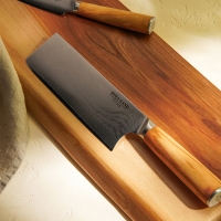 Нож кухонный SL Home &laquo;Оливия&raquo;, топорик, лезвие 17,78 см, дамасская сталь, цвет коричневый