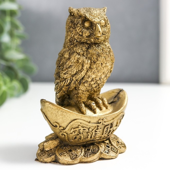 Нэцке полистоун под бронзу Нэцке полистоун под бронзу "Филин на слитке" 7х4,5х9,5 см