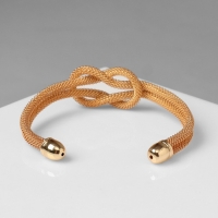 Браслет металл &laquo;Жгут&raquo; 2 нити, узел, цвет золото
