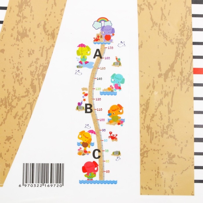 Наклейка пластик интерьерная цветная ростомер Наклейка пластик интерьерная цветная ростомер "Слонята" 60x90