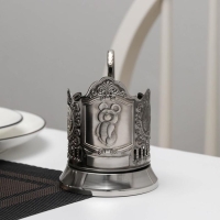 Подстаканник «Олимпийский мишка», 2 герба, d=72 мм, никелированный, с чернением Подстаканник «Олимпийский мишка», 2 герба, d=72 мм, никелированный, с чернением