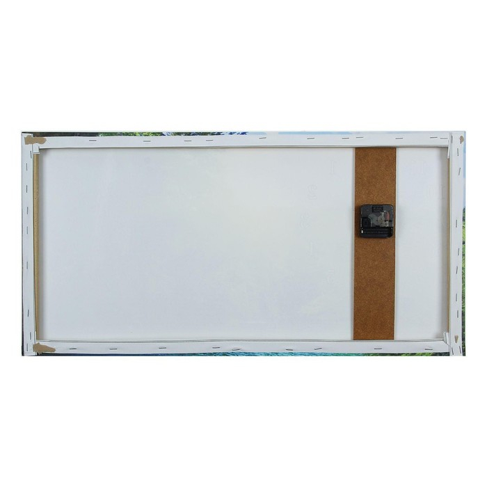 Часы-картина настенные, на холсте, интерьерные, бесшумные "Лесной водопад", 40 х 76 см