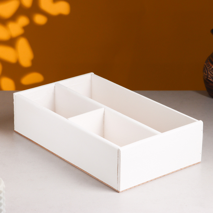 Ящик деревянный 20.5×34.5×10 см подарочный комодик, белая кисть Ящик деревянный 20.5×34.5×10 см подарочный комодик, белая кисть