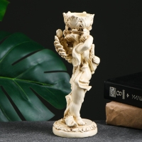 Подсвечник "Ангелочек" в правой руке, слоновая кость 14х8х22см