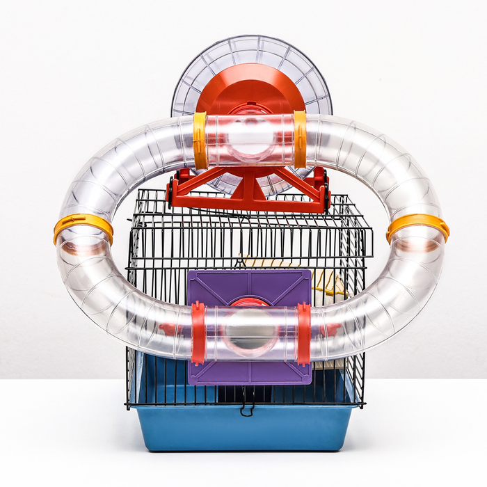 Клетка для грызунов малая с лабиринтом, колесом и домом, 40 x 25 х 22 см, микс цветов Клетка для грызунов малая с лабиринтом, колесом и домом, 40 x 25 х 22 см, микс цветов