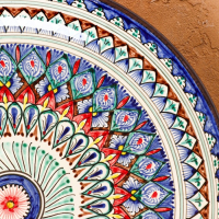 Ляган круглый &laquo;Риштан&raquo;, 36 см, сине-красный орнамент