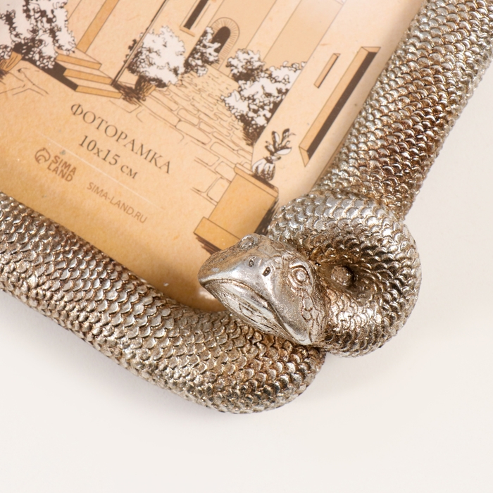 Фоторамка полистоун 10х15 см "Питон" серебро 15х4х17,5 см