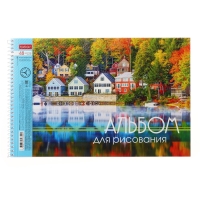 Альбом для рисования А4, 48 листов на гребне "Очарование природы", обложка мелованный картон, тиснение, блок 100 г/м2, МИКС