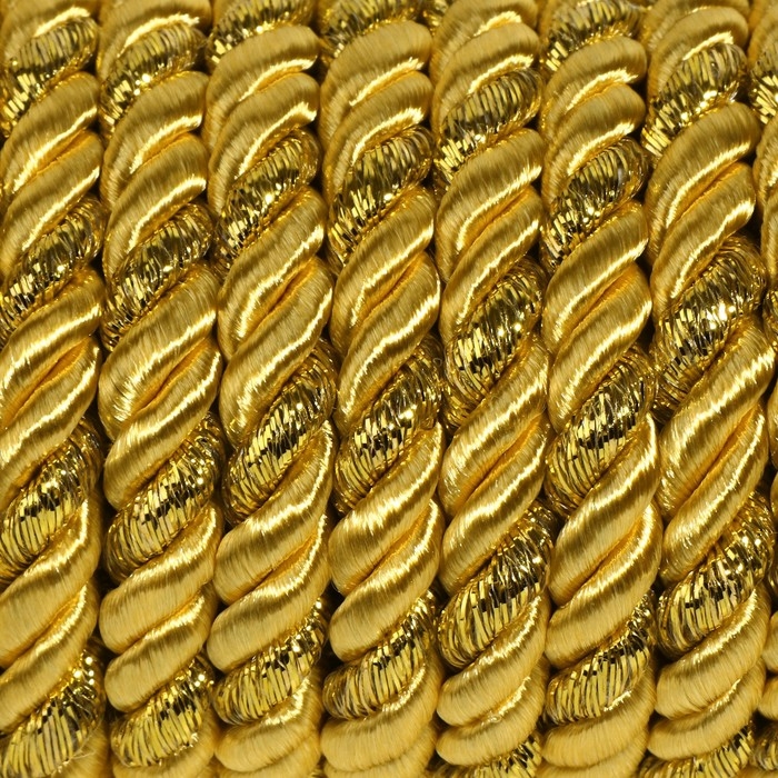 Шнур витой, d = 5 мм, 9 &plusmn; 1 м, цвет золотой