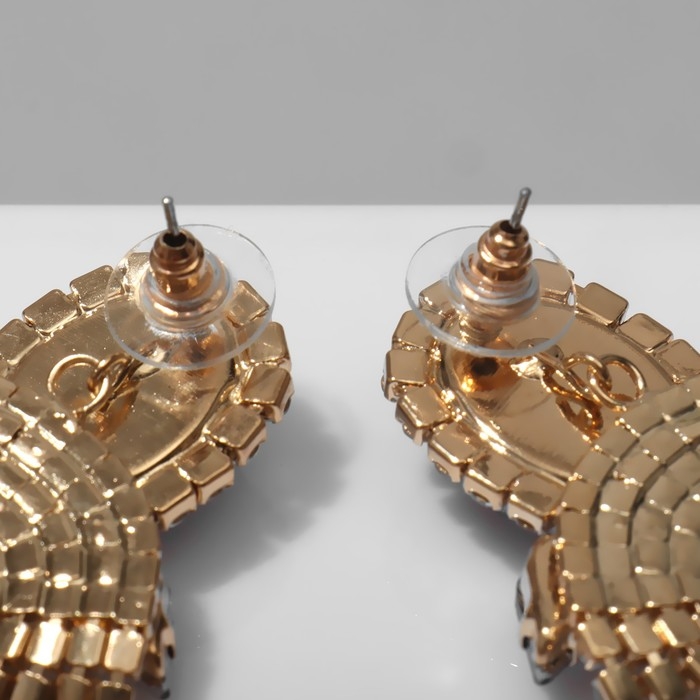 Серьги со стразами «Вечеринка» 5 рядов, цвет сине-белый в золоте Серьги со стразами «Вечеринка» 5 рядов, цвет сине-белый в золоте