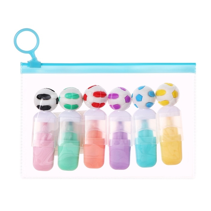 Набор маркеров текстовыделителей 6 штук 6 цветов, в пенале на молнии Мячик Набор маркеров текстовыделителей 6 штук 6 цветов, в пенале на молнии Мячик