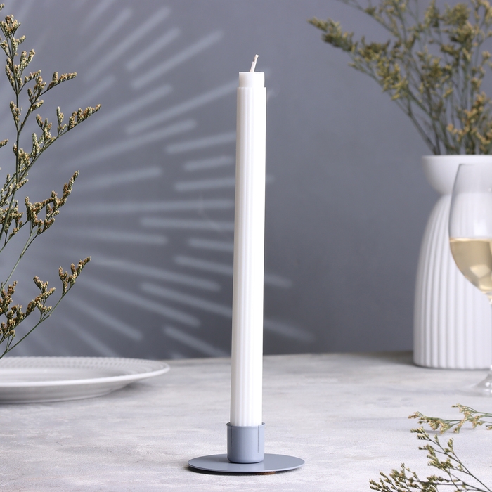 Подсвечник "Круг" металл на 1 свечу, 7х3 см, серый