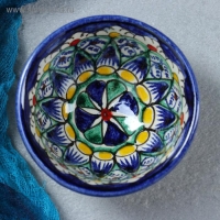 Пиала Риштанская керамика "Цветы", 8,5 см, малая коньячная, микс Пиала Риштанская керамика "Цветы", 8,5 см, малая коньячная, микс