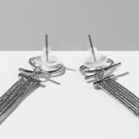 Серьги висячие &laquo;Водопад&raquo; сердце, 6 нитей, цвет серебро, 19,5 см