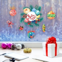 Наклейки новогодние на окна &laquo;Чудес в Новом году&raquo;, многоразовые, 20 х 34 см, Новый год