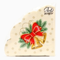 Новогодние салфетки бумажные Art Bouquet Rondo &laquo;Новогодние колокольчики&raquo;, 3 слоя, d 32 см., 12 шт.