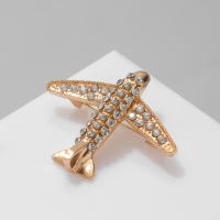 Брошь &laquo;Самолёт&raquo; покоритель вершин, цвет белый в золоте