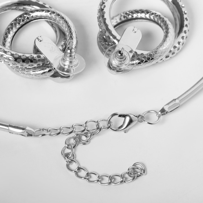 Набор 2 предмета: серьги, колье &laquo;Геометрия&raquo; круги, цвет серебро, d=14.5 см