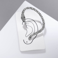 Новый год! Символ года 2025! Серьга &laquo;Кафф&raquo; змейка, цвет серебро