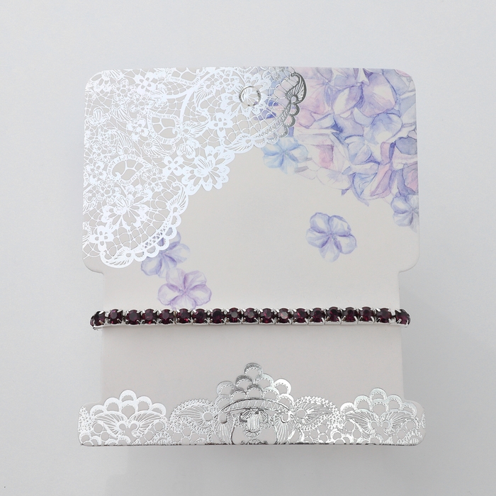 Браслет со стразами &laquo;Лёд&raquo; 1 ряд, цвет тёмно-фиолетовый в серебре, L=7 см