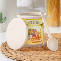 Ёмкость для соли с ложкой &laquo;Ассорти. Соль&raquo;, 700 мл, пластик, цвет МИКС