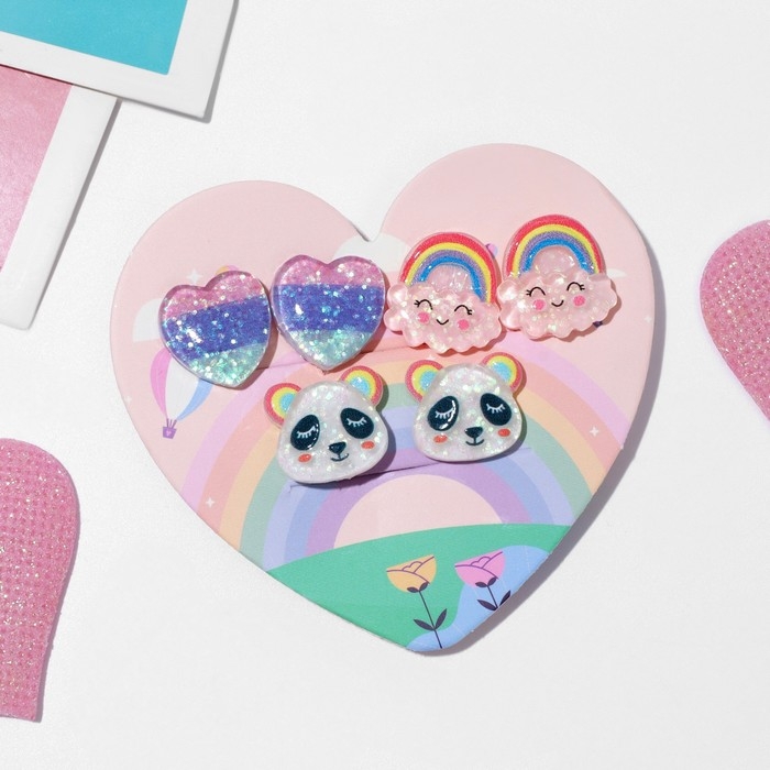 Набор клипс детских (3 пары) &laquo;Выбражулька&raquo; радужное настроение, цветной