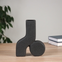 Ваза керамика настольная "Олав" d-4см, 19,5х16 см, чёрный