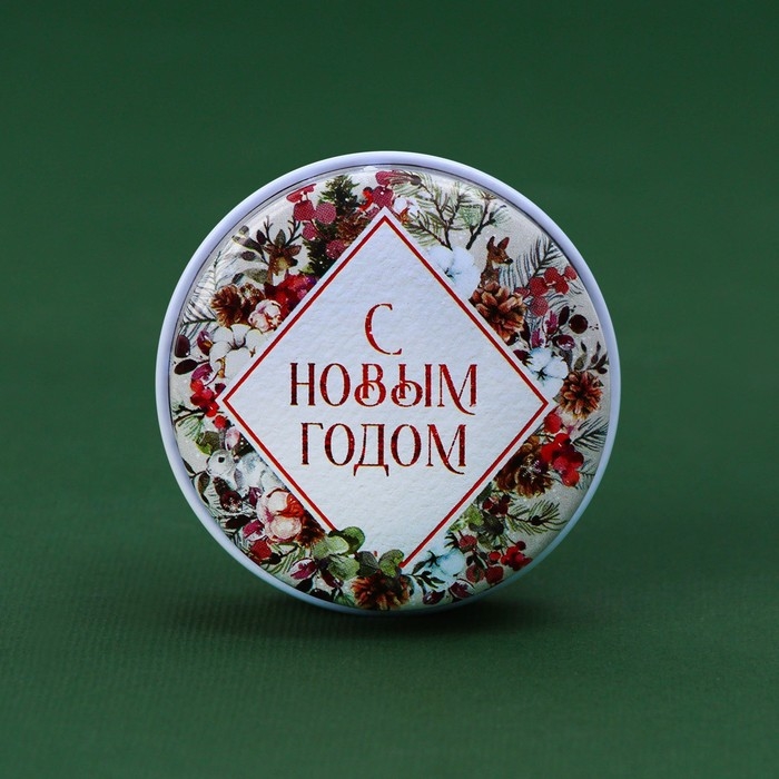 Новогодняя Свеча новогодняя в железной банке &laquo;Новый год: Олененок&raquo;, аромат карамель, диам. 4,8 см